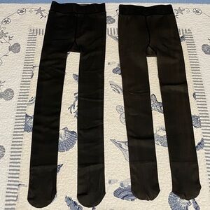 Flamingo Fleece-Lined Black Tights ( 2-Pack ). Size XS.